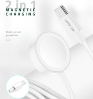 شاحن لاسلكي مغناطيسي من قرين2 في 1 لساعة أبل مع كا...