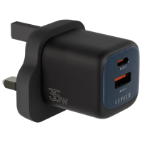 محول Levelo Vero GaN مزدوج المنافذ 35 واط - أسود /...