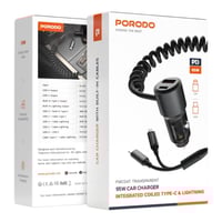 شاحن سيارة Porodo بقوة 95 وات، منافذ USB-A وC، مدخ...