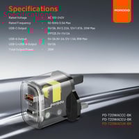 رأس شاحن مزدوج سريع شفاف 20 و 18 واط نمط بريطاني ب...