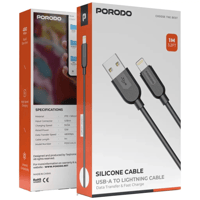 سلك ايفون بطول 1 متر وقوة 12 واط أسود بورودو