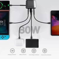 رابسول منصة شحن مكعبة متعددة المنافذ 80 واط – رماد...