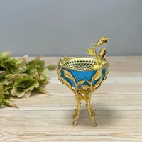 مبخرة ملكية ذهبي وازرق حديد