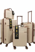 طقم شنط سفر فاخر بلون البيج مع لمسة روز جولد