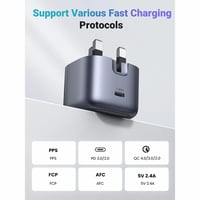 يوجرين - شاحن جداري بمنفذ PD بتقنية GaN وبقوة 20 و...