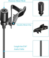 ميكروفون لافيلير قابل للتعليق من بويا للهواتف الذك...