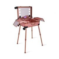 شنطة مكياج مضيئة مع مراية جولد روز