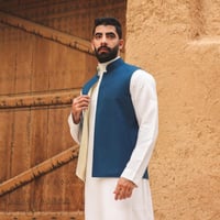 سديري دبل فيس ازرق مع اوف وايت