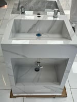 مغسله وضوء كبار السن حوض أبيض / رمادي بدون مرايا