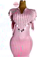 بدلة رقص شرقي نانسي مميز (وردي مع فضي)