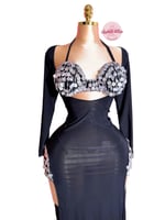 بدلة رقص الملكة سمسمة (قطعتين) (أسود/فضي)