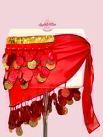 حزام رقص شرقي جنيهات مميّز (احمر) (حياكة يدوية أصي...