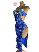 بدلة رقص الملكة المسيطرة (أزرق+ذهبي)