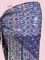 حزام رقص طاووس المميز (متعدد الاوان لامع) (حياكة ي...