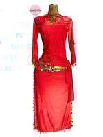 بدلة الملكة دينا الشربيني (أحمر) (حزام مجاناً)