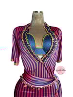 بدلة رقص الملكة صف صف (احمر) (٣ قطع)