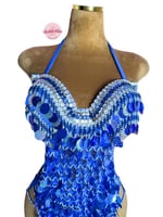 بدلة رقص الملكة المسيطرة (أزرق+فضي)