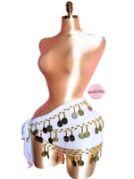 حزام رقص ملاليم 3 ادوار (أبيض+ذهبي) (حياكة يدوية)