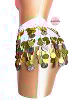 حزام رقص فرافيش (أبيض+ذهبي) (حياكة يدوية أصيلة)