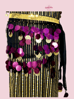 حزام رقص شرقي جنيهات مميّز(بنفسجي وذهبي) (حياكة يد...