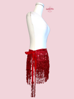 حزام رقص شاكيرة الخطيرة (أحمر لامع) (حياكة يدوية أ...