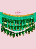 حزام رقص شرقي جنيهات مميّز (أخضر وذهبي) (حياكة يدو...