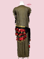 حزام رقص شرقي جنيهات مميّز (أحمر وذهبي) (حياكة يدو...