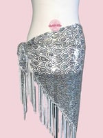 حزام رقص طاووس المميز (ابيض لامع) (حياكة يدوية أصي...