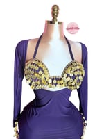 بدلة رقص الملكة سمسمة (قطعتين) (بنفسجي/ذهبي)