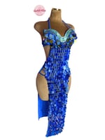 بدلة رقص الملكة المسيطرة (أزرق+ذهبي)