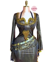 بدلة رقص ملكة الأناقة (أسود) (٣ قطع)