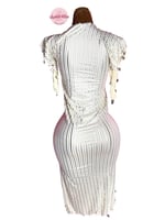 بدلة رقص شرقي نانسي مميز (ابيض تطريز فضي)