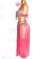 بدلة رقص ملكة الألماظ (وردي تطريز فضي)