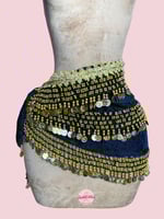 حزام رقص لطيفة القطيفة ذهبي (حياكة يدوية أصيلة)