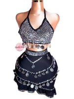 بدلة رقص ست البنات (أسود مع فضي)