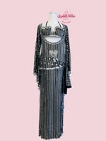 بدلة رقص ملكة الأناقة (فضي) (٣ قطع)