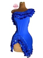 بدلة رقص ملكة الاسكندرية (أزرق تطريز ازرق)