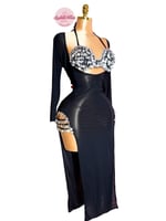 بدلة رقص الملكة سمسمة (قطعتين) (أسود/فضي)