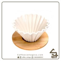 قمع تقطير سيراميك مقاس 2 مع حلقة خشبية اللوان ابيض