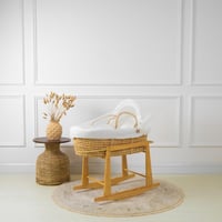 سلة موسى قش بقماش مقلم اوف وايت