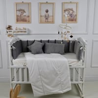 مفرش سرير أطفال مخدات 5 قطع رمادي لحماية وراحة مثا...