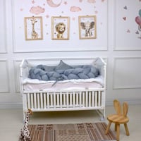 مفرش سرير أطفال ظفيرة 5 قطع ازرق بتصميم حصري لحماي...