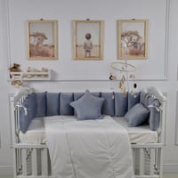 مفرش سرير أطفال مخدات 5 قطع ازرق لحماية وراحة مثال...