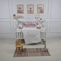 مفرش سرير أطفال ظفيرة 5 قطع وردي لحماية وراحة مثال...