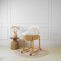 سلة موسى قش بقماش مقلم اوف وايت