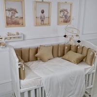 مفرش سرير أطفال مخدات 5 قطع بيج لحماية وراحة مثالي...