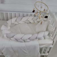 مفرش سرير أطفال ظفيرة 5 قطع أوف وايت لحماية وراحة...