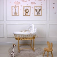 سلة موسى (خيزران خشبي) بقماش حبوب الرمان