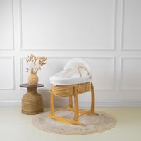 سلة موسى قش بقماش مقلم اوف وايت