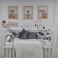 مفرش سرير أطفال ظفيرة 5 قطع رمادي لحماية وراحة مثا...